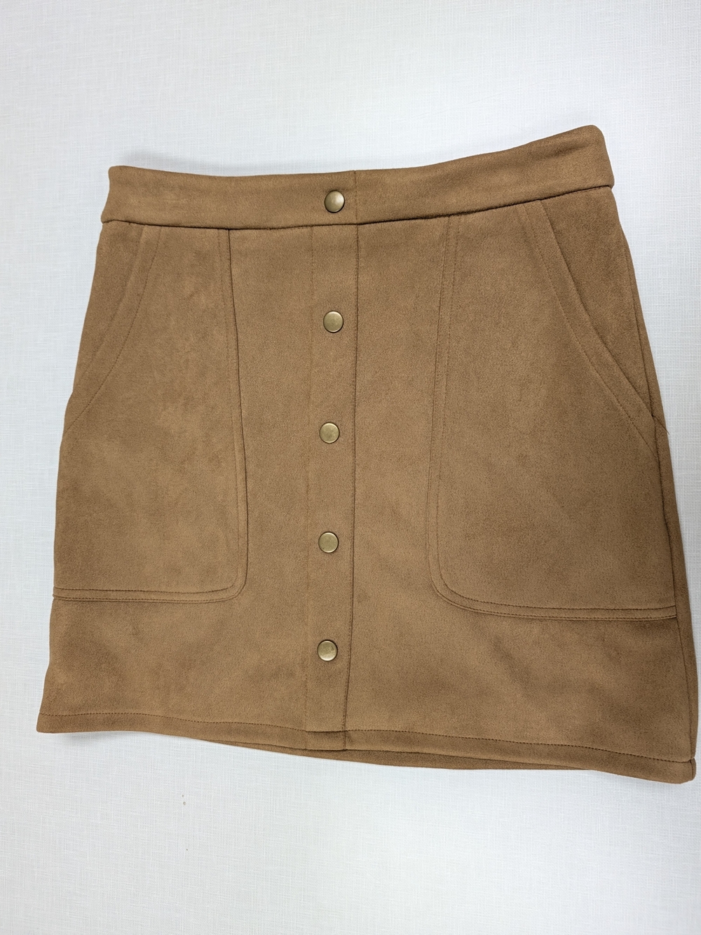 Fashion on Earth Faux Suede Mini Skirt S Camel 70s Western